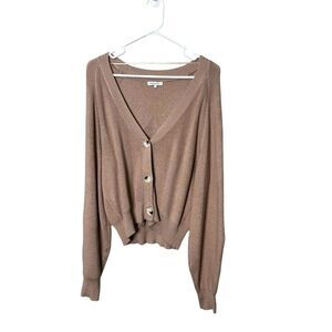 Crescent tan long sleeve v neck button front cardigan size large